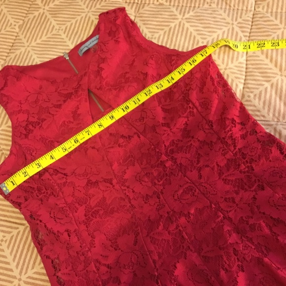 Cherry red dress, red lace overlay, Danny and Nicole, size 8 - Picture 4 of 8